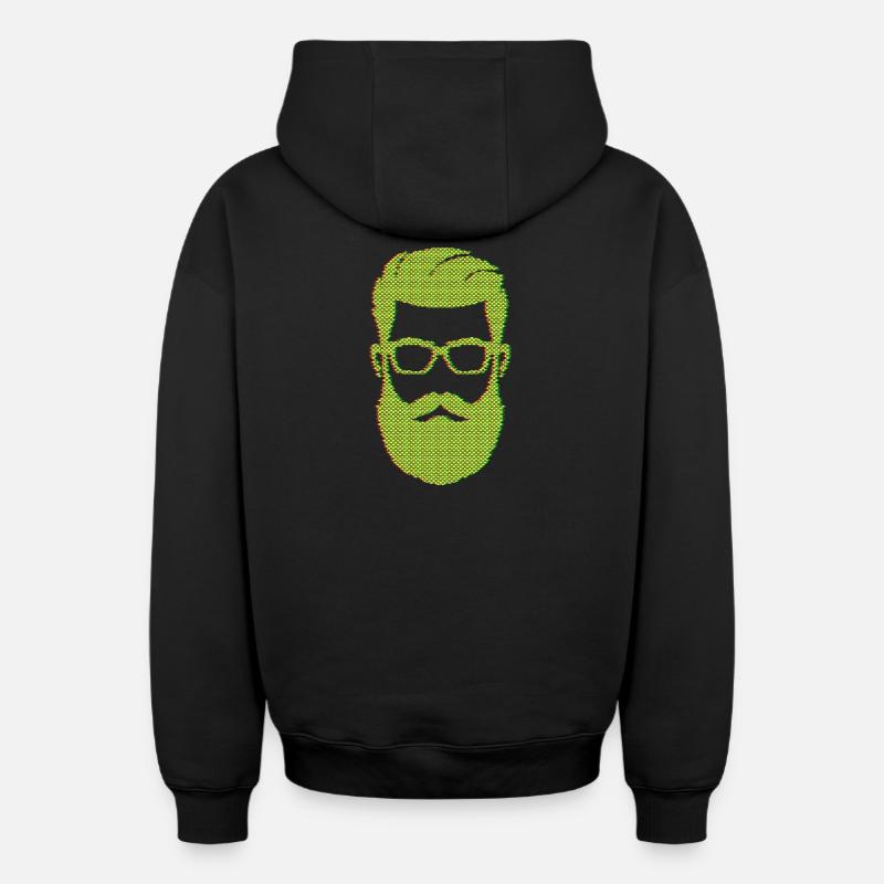 Masculinité barbue Coiffure barbue Cheveux - Sweat à capuche unisexe zippé oversize épais SPREAD - noir