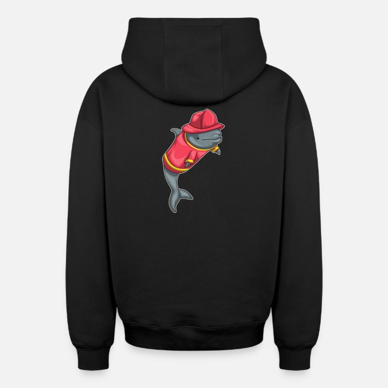 Pompiers de Delfin - Sweat à capuche unisexe zippé oversize épais SPREAD - noir