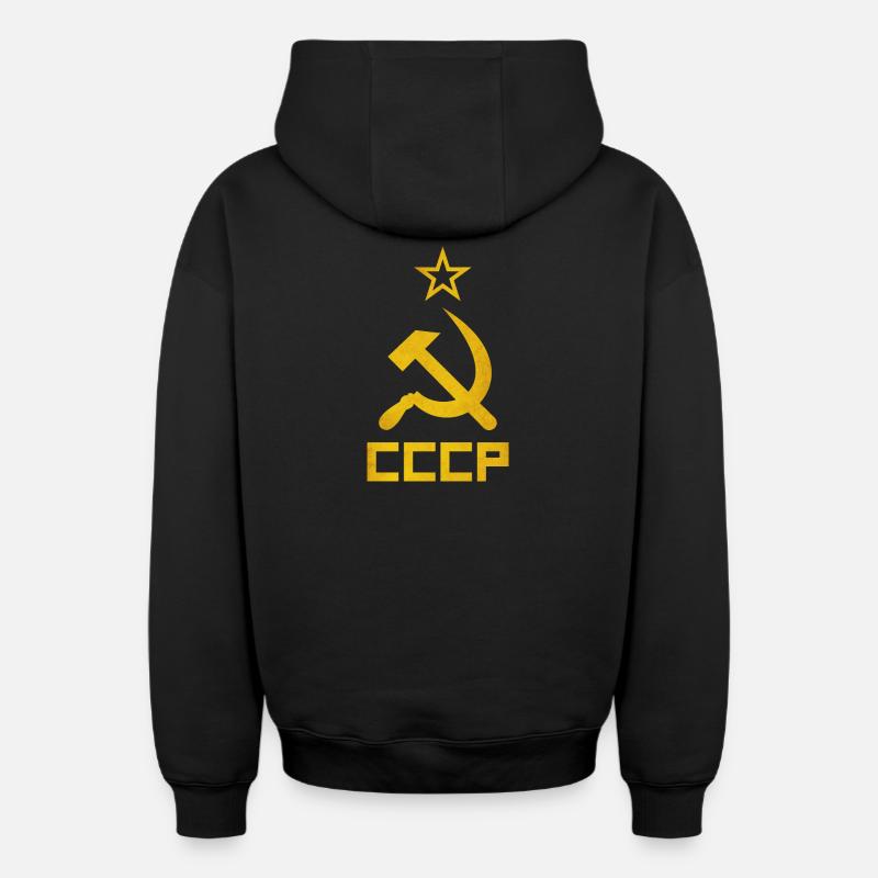 Marteau et faucille - Sweat à capuche unisexe zippé oversize épais SPREAD - noir