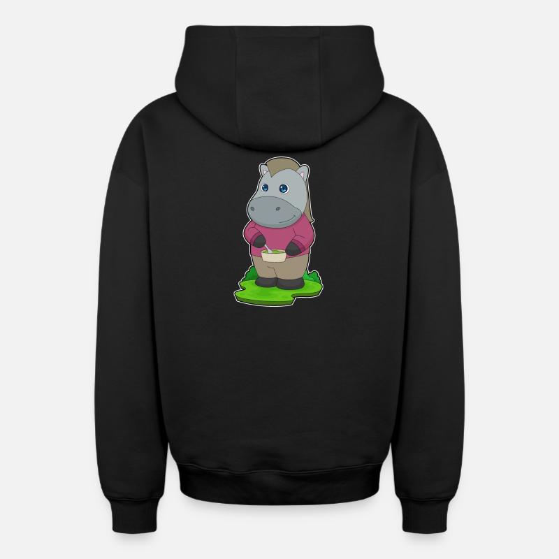 Bol de nourriture pour chevaux - Sweat à capuche unisexe zippé oversize épais SPREAD - noir