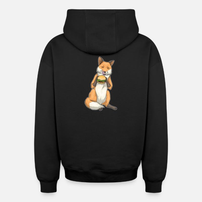 Fuchs Burger - Sweat à capuche unisexe zippé oversize épais SPREAD - noir
