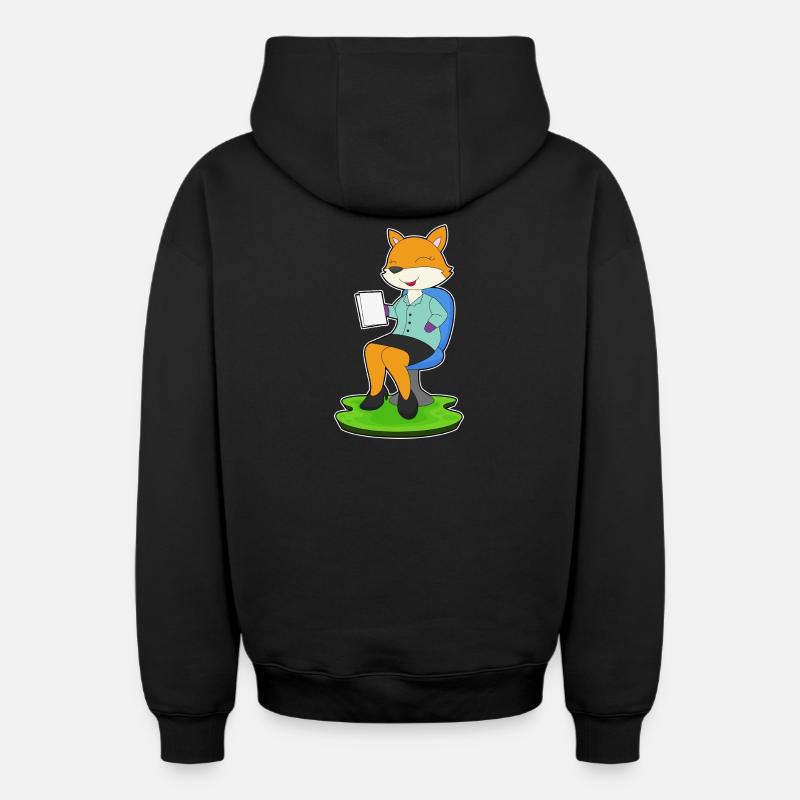 Note du secrétaire Fox - Sweat à capuche unisexe zippé oversize épais SPREAD - noir