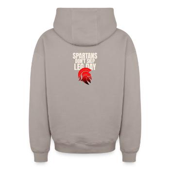 Ne le saute pas - Sweat à capuche unisexe zippé oversize épais SPREAD - taupe - Dos - AI Model Male 178 light (178cm)