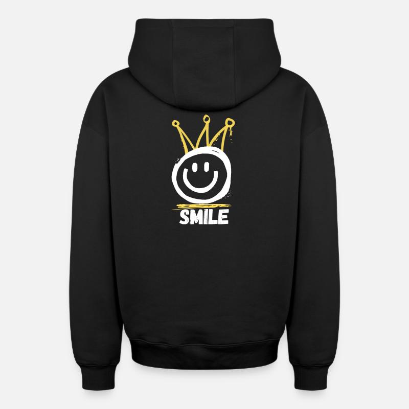 Graffiti de sourire - Sweat à capuche unisexe zippé oversize épais SPREAD - noir