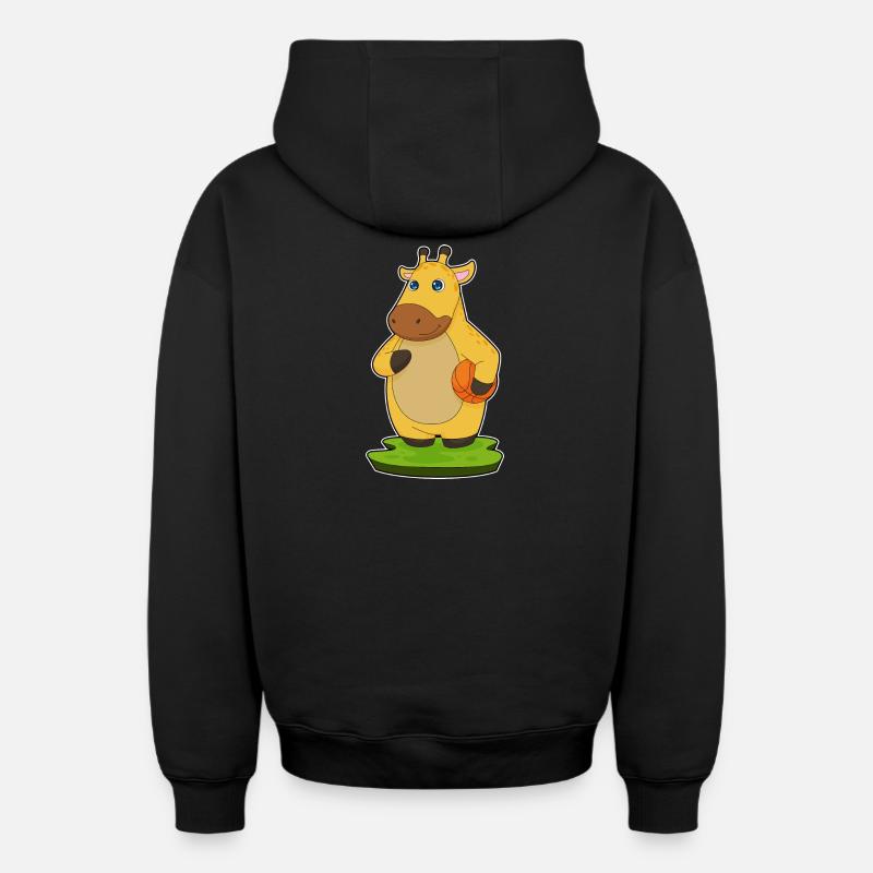 Girafe Basketteur Basketteur - Sweat à capuche unisexe zippé oversize épais SPREAD - noir