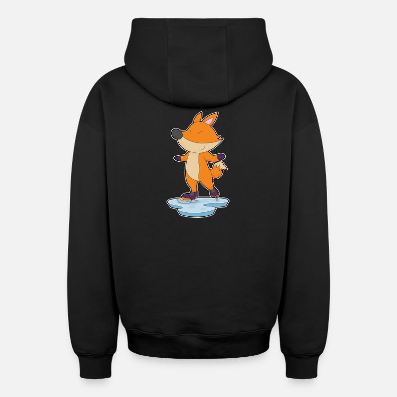 Fox patins à glace - Sweat à capuche unisexe zippé oversize épais SPREAD - noir