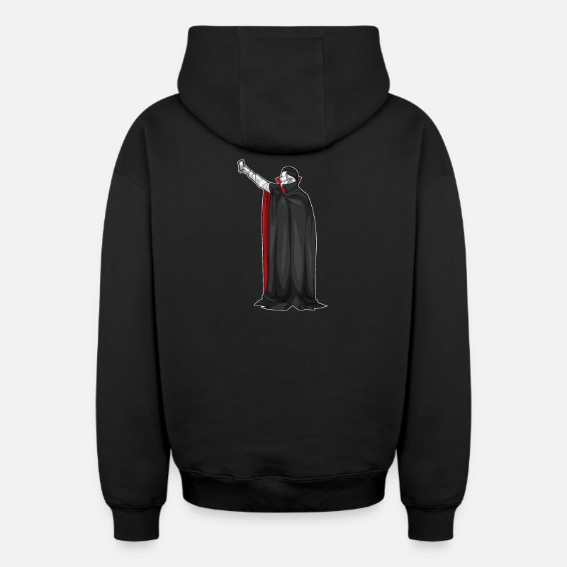 Selfie d’Halloween vampire - Sweat à capuche unisexe zippé oversize épais SPREAD - noir