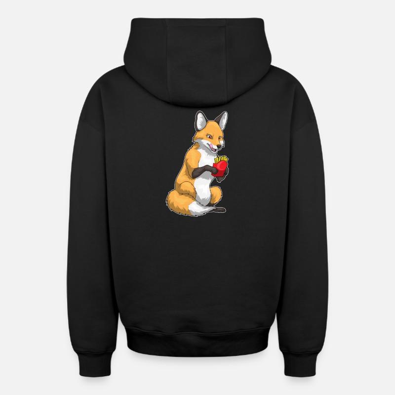 Frites Fuchs - Sweat à capuche unisexe zippé oversize épais SPREAD - noir