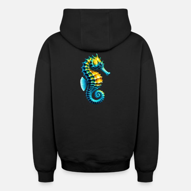 Hippocampe - Sweat à capuche unisexe zippé oversize épais SPREAD - noir