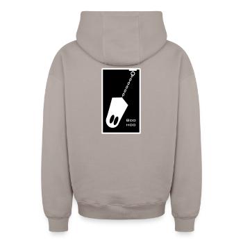 Geist in der Kette - Oversized Heavyweight Unisex Zip Hoodie - Taupe - Hinten - AI Model Male 178 light (178cm)