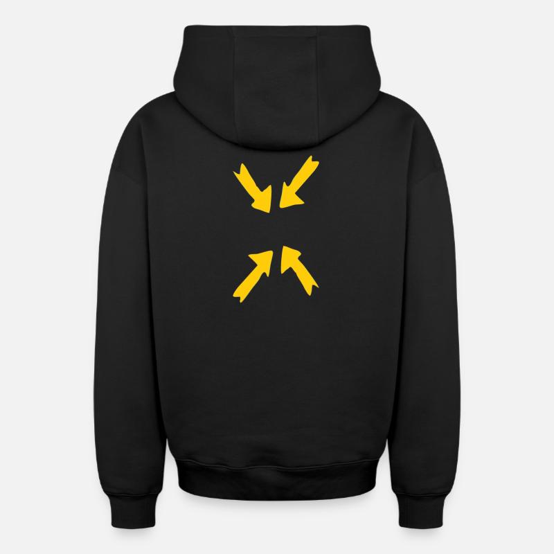 focus jaune - Sweat à capuche unisexe zippé oversize épais SPREAD - noir