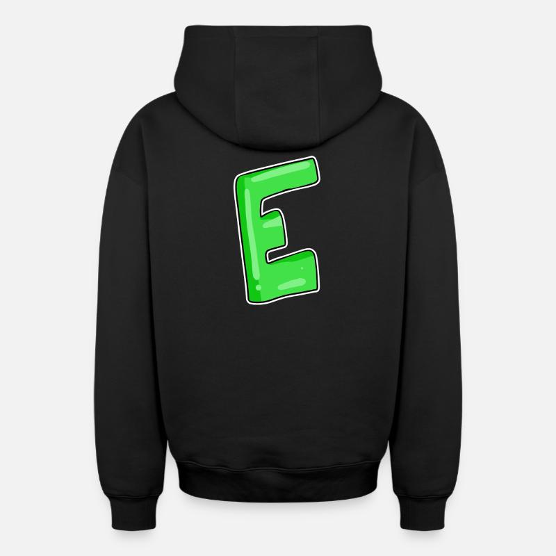 Buchstabe E Anfangsbuchstabe - Oversized Heavyweight Unisex Zip Hoodie - Schwarz