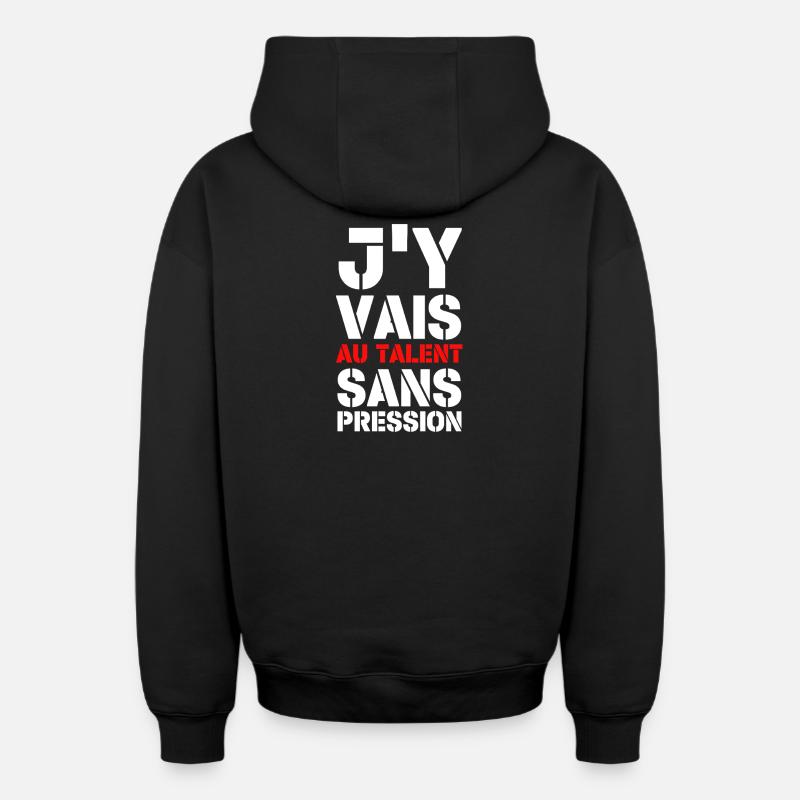 j'y vais au talent sans pression - Sweat à capuche unisexe zippé oversize épais SPREAD - noir