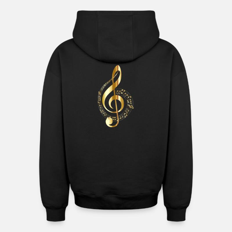 note de musique - Sweat à capuche unisexe zippé oversize épais SPREAD - noir