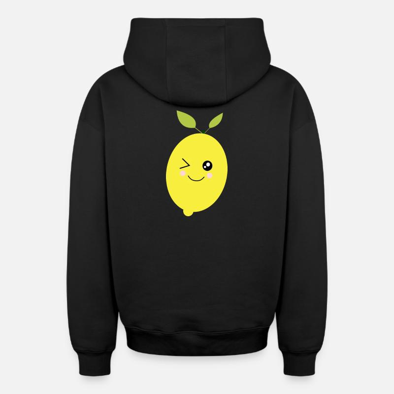 citron vert lime - Sweat à capuche unisexe zippé oversize épais SPREAD - noir