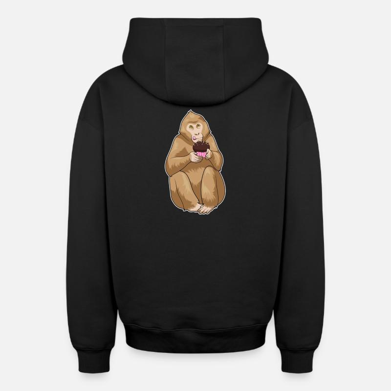 Muffin de singe - Sweat à capuche unisexe zippé oversize épais SPREAD - noir