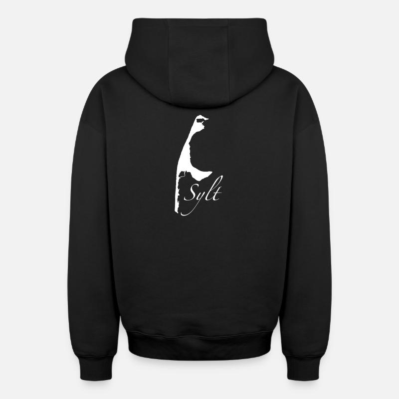 Sylt blanc - Sweat à capuche unisexe zippé oversize épais SPREAD - noir