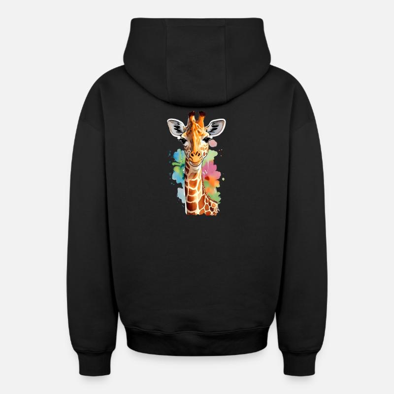 Girafe - Sweat à capuche unisexe zippé oversize épais SPREAD - noir