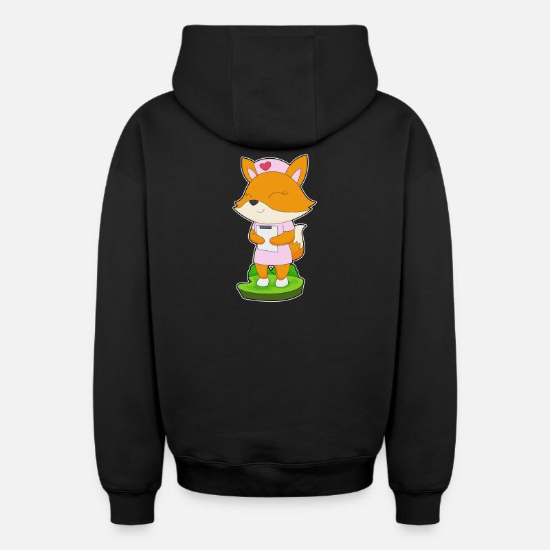 Bloc-notes de l’infirmière Fox - Sweat à capuche unisexe zippé oversize épais SPREAD - noir