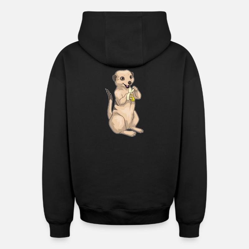 Suricate Banane - Sweat à capuche unisexe zippé oversize épais SPREAD - noir