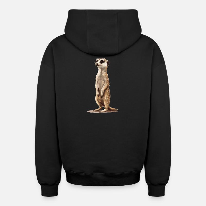 Suricate Erdmännchen - Sweat à capuche unisexe zippé oversize épais SPREAD - noir