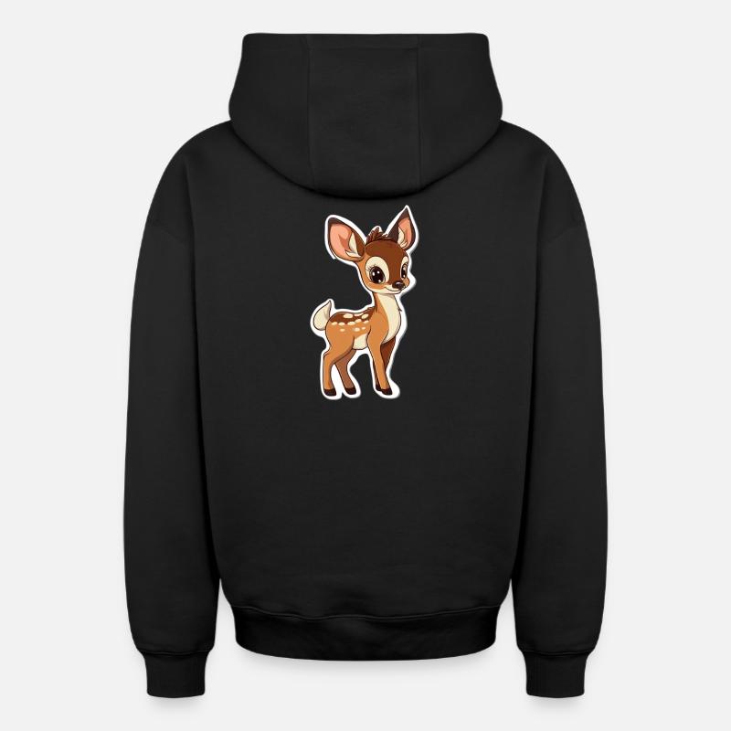 chevreuil - Sweat à capuche unisexe zippé oversize épais SPREAD - noir