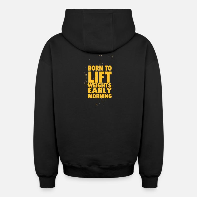 Né pour soulever des poids - Sweat à capuche unisexe zippé oversize épais SPREAD - noir