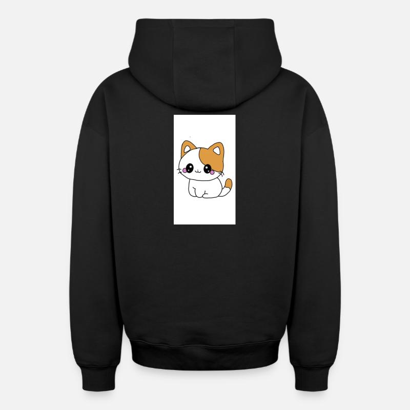 Chaton kawaï  - Sweat à capuche unisexe zippé oversize épais SPREAD - noir