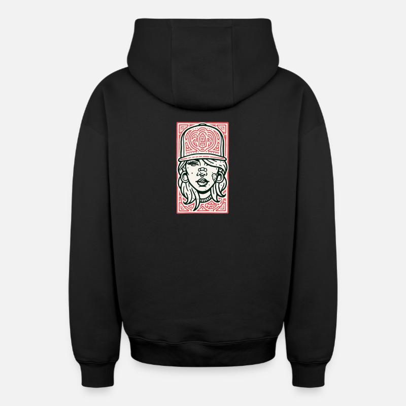 Hip Hop Face #2 - Sweat à capuche unisexe zippé oversize épais SPREAD - noir