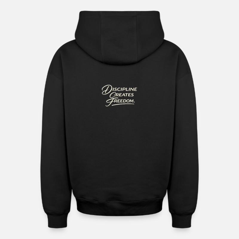 Discipline Creates Freedom Script - Sweat à capuche unisexe zippé oversize épais SPREAD - noir