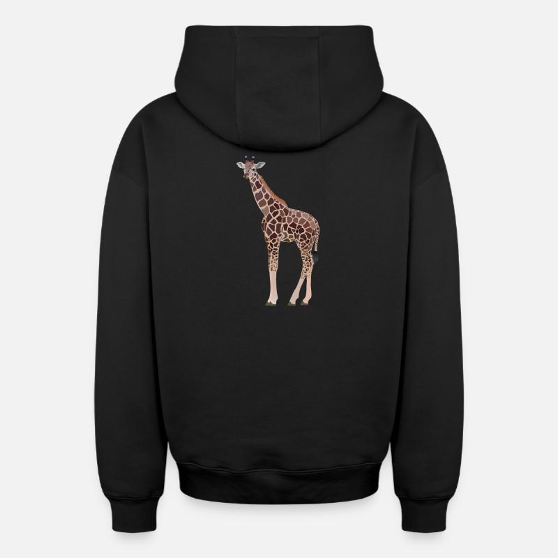 Gina, girafe - Sweat à capuche unisexe zippé oversize épais SPREAD - noir