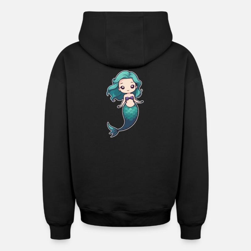 Sirène - Sweat à capuche unisexe zippé oversize épais SPREAD - noir