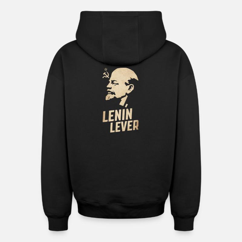 Lénine vit - Sweat à capuche unisexe zippé oversize épais SPREAD - noir