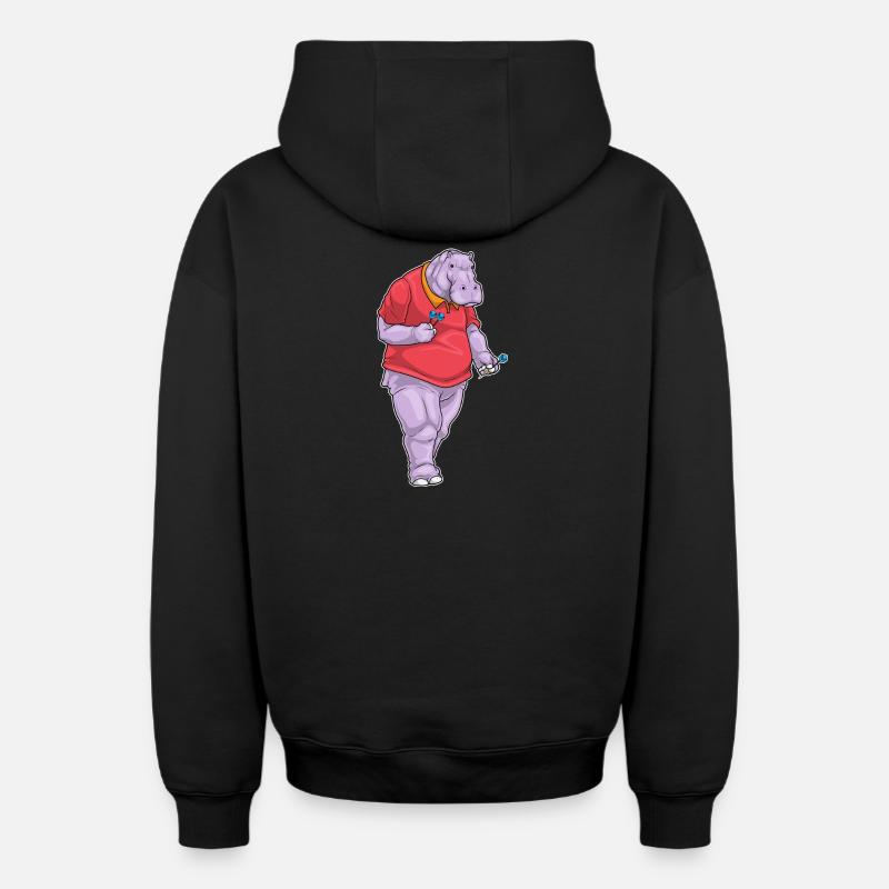 Fléchette hippopotame - Sweat à capuche unisexe zippé oversize épais SPREAD - noir
