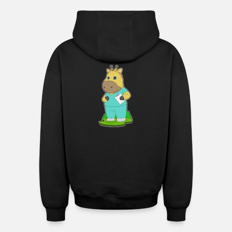 Girafe Infirmière - Sweat à capuche unisexe zippé oversize épais SPREAD - noir