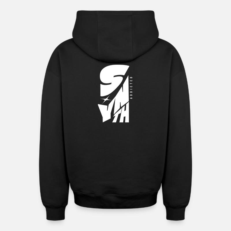 Synth Addicted Synthesizer Modular - Oversized Heavyweight Unisex Zip Hoodie - Schwarz