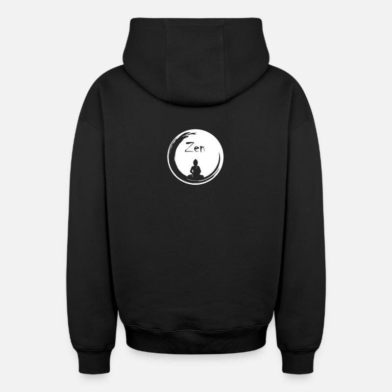 Bulle zen - Sweat à capuche unisexe zippé oversize épais SPREAD - noir