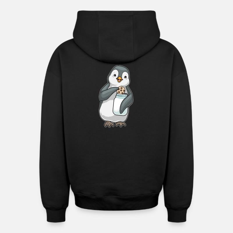 Biscuit pingouin - Sweat à capuche unisexe zippé oversize épais SPREAD - noir