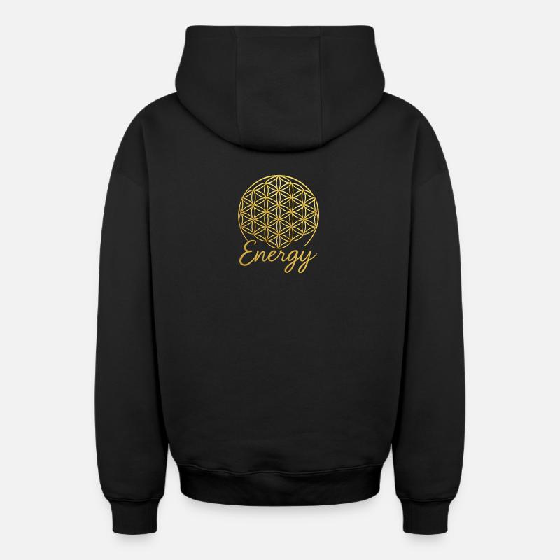Énergie Amour - Sweat à capuche unisexe zippé oversize épais SPREAD - noir