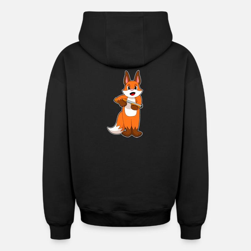 Fox Fusil de chasse - Sweat à capuche unisexe zippé oversize épais SPREAD - noir