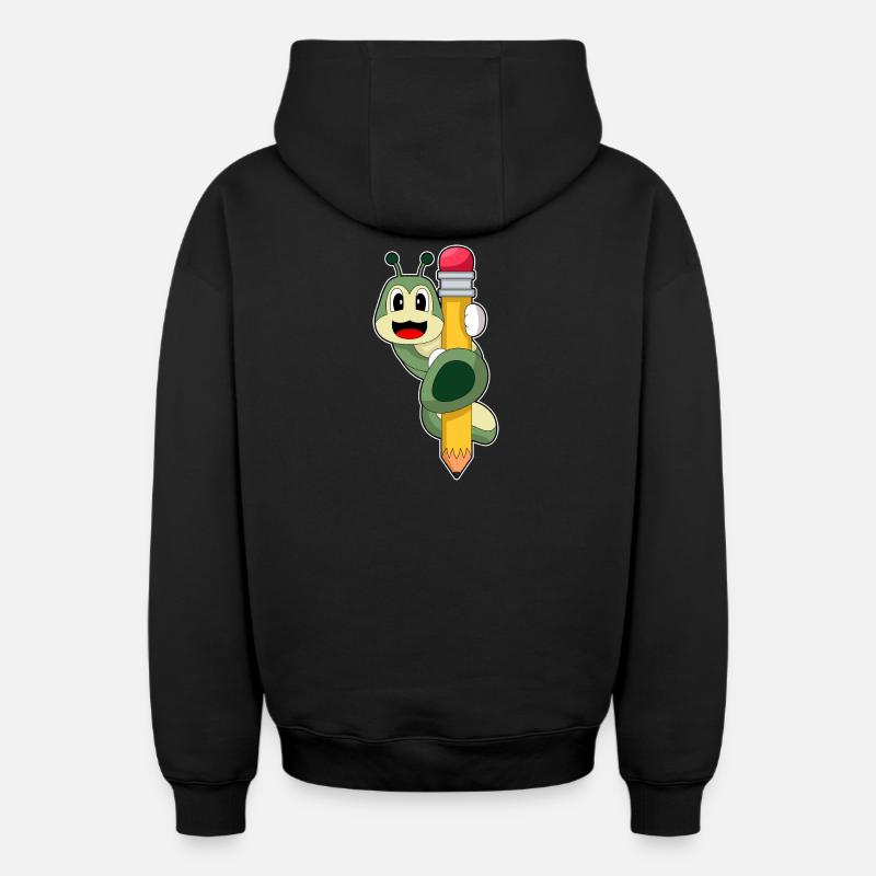 École de crayons Caterpillar Pupil - Sweat à capuche unisexe zippé oversize épais SPREAD - noir