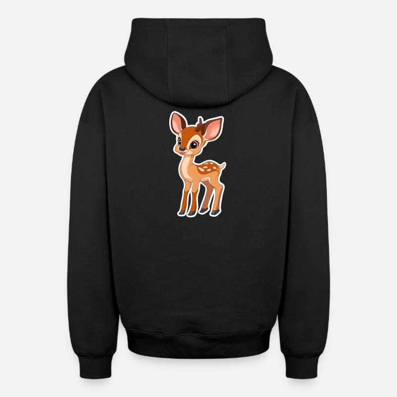 chevreuil - Sweat à capuche unisexe zippé oversize épais SPREAD - noir