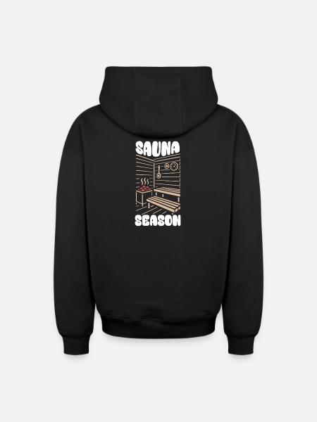 Sauna Season - Sauna - Saying - Oversized Heavyweight Unisex Zip Hoodie - black