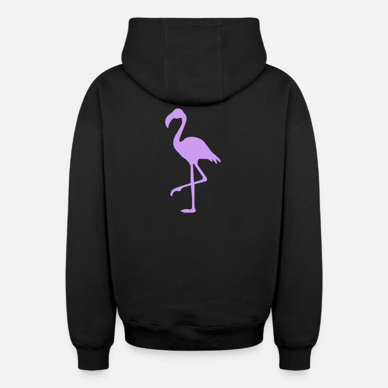 Flamant - Sweat à capuche unisexe zippé oversize épais SPREAD - noir
