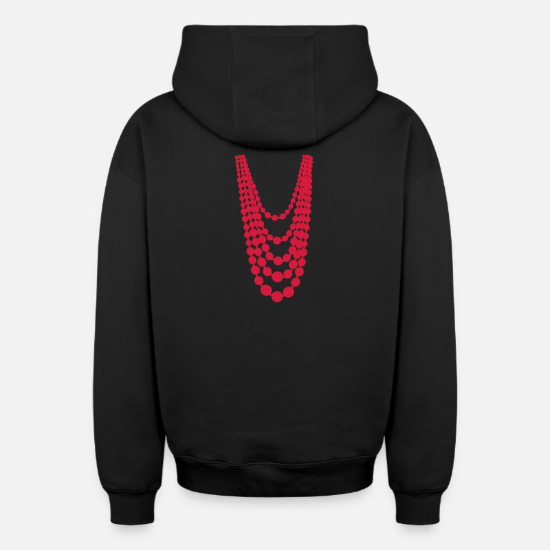 Collier de perles - Sweat à capuche unisexe zippé oversize épais SPREAD - noir