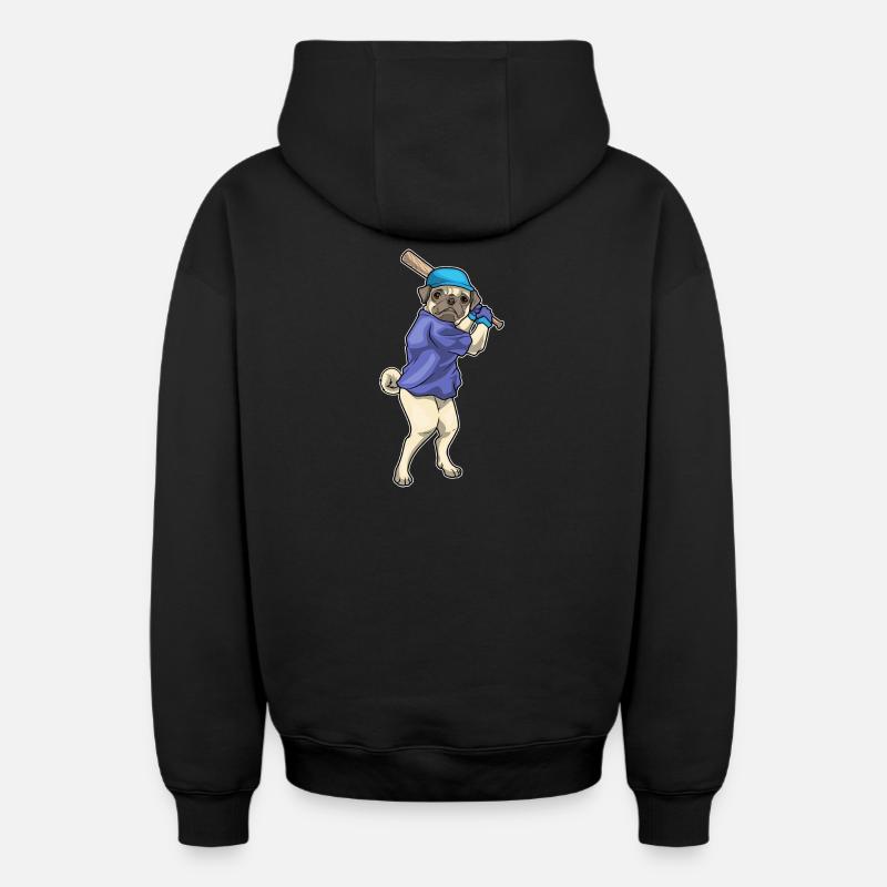 Carlin Baseball Batte de Baseball - Sweat à capuche unisexe zippé oversize épais SPREAD - noir