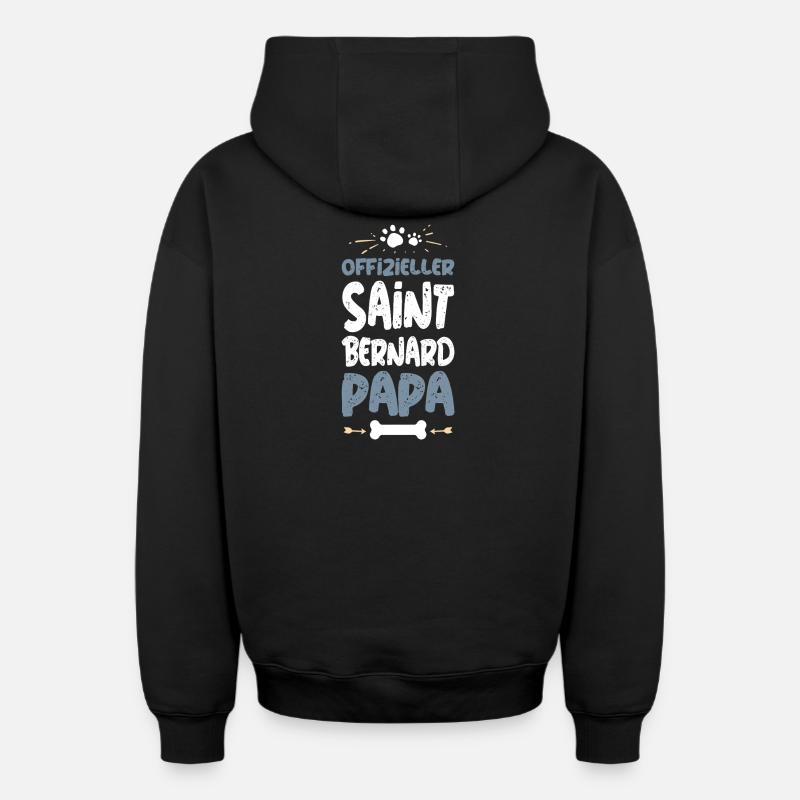 SAINT_BERNARD - Sweat à capuche unisexe zippé oversize épais SPREAD - noir