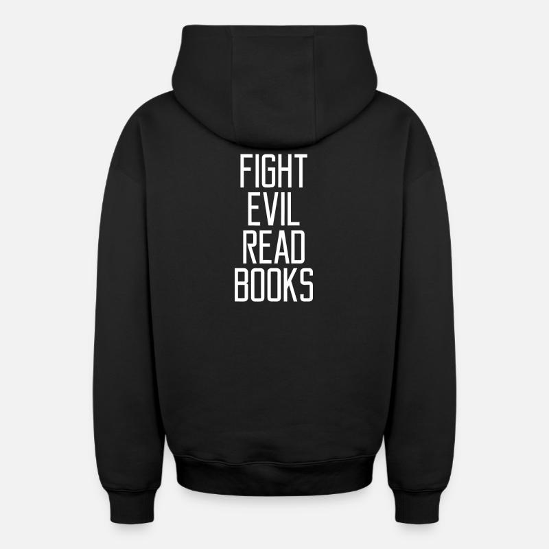 Fight Evil Lit Books - Sweat à capuche unisexe zippé oversize épais SPREAD - noir