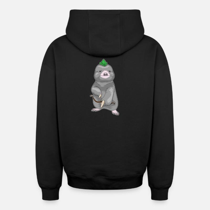 Arc d’archer taupe - Sweat à capuche unisexe zippé oversize épais SPREAD - noir