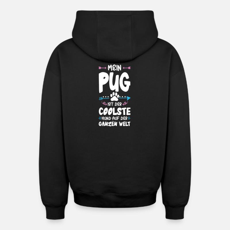 Dicton de chien carlin - Sweat à capuche unisexe zippé oversize épais SPREAD - noir